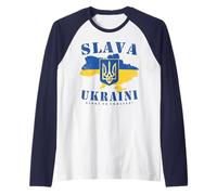 Ukraine Drapeau Shirt Slava Ukraini Tryzub Zelensky Manche Raglan