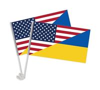 Ukraine Fenêtre de Voiture Drapeau Ukrainien Polyester Bannière Pays National Drapeau Extérieur Intérieur Décoration 2 Pièces 12 x 18 Pouces Décoloration Résistant Résistant aux Intempéries Décoration