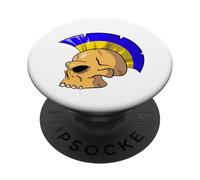 Ukraine Flag Color Mohawk Skull Supporter National Team PopSockets PopGrip Adhésif