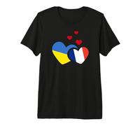 Ukraine France Drapeau dans Un Coeur T-Shirt Haut de Gamme