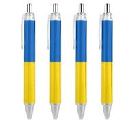 Ukraine Lot de 4 stylos à bille rétractables à pointe fine (0,5 mm) Noir