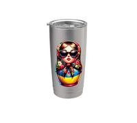 Ukraine Matrjoshka Avec Lunettes De Soleil Pour Les Gobelet isotherme en acier inoxydable double paroi