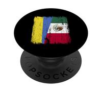 Ukraine Mexique Demi-Drapeau Ukrainien Patrimoine Mexicain PopSockets PopGrip Adhésif