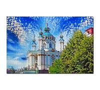 Ukraine Puzzle 1000 pièces Cathédrale Sainte-Sophie Kiev Ukraine Puzzle Jeu d'art Souvenir de voyage en bois