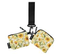 Ukraine Tournesol Beauté Fleurs d'été _00777_1 Porte-monnaie pour femme Porte-monnaie Étui à cartes fin Plat Organisateur Sac à main avec porte-clés pour femme 2 paquets portatarjetas para