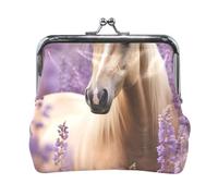 Ukraine Tournesols Porte-monnaie avec fermoir en cuir pour femme 11,4 x 10,4 cm, Cheval lavande champ violet, one size, Cheval Lavande Champ Violet