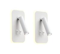 uksunvi Applique LED, applique de lecture de chevet, liseuses murales LED 12W, spot orientable （3W + 9W 3000K lumière chaude） (rectangle blanc 2PCS)