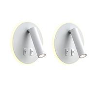 uksunvi Applique LED, applique de lecture de chevet, liseuses murales LED 12W, spot orientable （3W + 9W 3000K lumière chaude） (blanche Forme ronde 2PCS)