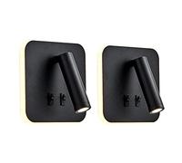 uksunvi Applique LED, applique de lecture de chevet, liseuses murales LED 12W, spot orientable （3W + 9W 3000K lumière chaude） (Noir carré 2PCS)