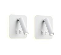 uksunvi Applique LED, applique de lecture de chevet, liseuses murales LED 12W, spot orientable （3W + 9W 3000K lumière chaude） (blanche carré 2PCS)