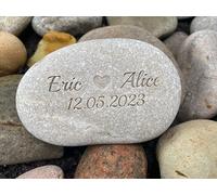 UKTMALL Pierre naturelle gravée personnalisée de 5 à 7 cm, grande, anniversaire de mariage, anniversaire, date, pierre tombale, cadeau commémoratif, cadeau de remerciement