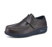 UKUBOXBAG Femmes Hommes Cuir Personnes Âgées Pantoufles, Chaussures De Marche Diabétiques Extra Large Chaussures Orthopédiques Réglables Confortables pour Œdème Pieds Gonflés,Marron,43 EU