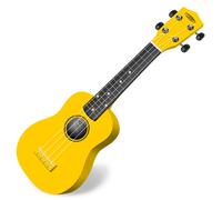 Ukulélé Bois ébène Hawaii Guitare Uke Sopran Jaune 15 Frets Cordes en Nylon