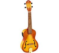 Ortega Guitars Ukulélé Concert Électro-Acoustique - Ouïes en F - Série Custom Built - Avec Housse - Érable Flammé, Naturel (RUSL-HSB)