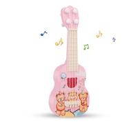 Ukulélé enfant jouet guitare 26 cm avec 4 cordes réglables mini instrument de musique Early Educational Acoustic jouet enfant cadeau pour débutants (ours)