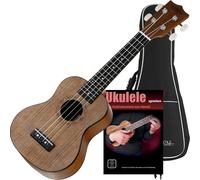Ukulele Guitare Hawaii Uke 4 Cordes Nylon 15 Frettes Set avec Etui Couleur Noix