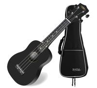 Ukulele Guitare Soprano 4 Cordes Bois Érable Hawaii Uke 15 Fret Noir avec Housse