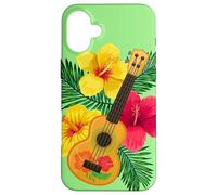 Ukulélé hawaïen Luth Guitare Hibiscus Coque pour iPhone 16 Plus