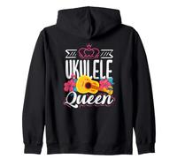 Ukulélé Queen Couronne Rose Floral Musicien Tropical Sweat à Capuche