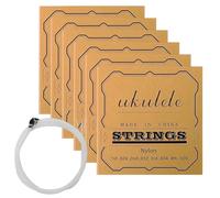 Ukulele Saiten Set (5 Sätze) - Weiße Nylonsaiten für Sopran, Konzert & Tenor Ukulele - Inkl. 10 Filz-Plektren - Ersatzsaiten für Anfänger & Profis - Langlebiges Wartungs-Zubehör für 4-saitige Gitarren
