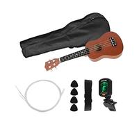 Ukulélé soprano acoustique 21 pouces Kit Uke Acajou avec sac de transport sangle cordes médiators accordeur Cadeau musical pour enfants étudiants débutants en instruments à Chevilles d accordage type