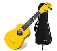 Ukulele Soprano de Guitare Uke 21'' Bois Erable 4 Corde Couleur Jaune Set Housse