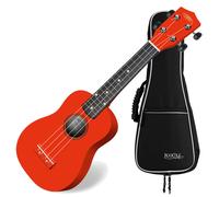 Ukulele Soprano de Guitare Uke 21'' Bois Erable 4 Corde Couleur Rouge Set Housse