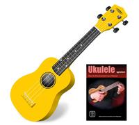 Ukulele Soprano de Guitare Ukelele 21 Inch Bois Tilleul 4 Corde Nylon Jaune Set