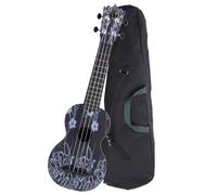 Ukulele Soprano Uke Guitar Concert Kit 21'' 4 Cordes Housse Fleur Noir Débutant