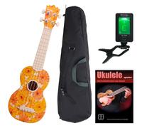 Ukulele Soprano Uke Guitar Kit 21'' 4 Cordes Housse Accordeur Fleur de Plage