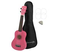 Ukulélé soprano World Rhythm - Finition soprano Uke débutant avec sac de transport, cordes de rechange et médiator en feutre Standard rose