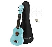 Ukulélé soprano World Rhythm - Soprano Uke débutant en finition bleu clair avec sac de transport, cordes pour ukulélé de rechange et médiator en feutre WR-306