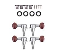 Ukulele String Tuning Pegs, Mécaniques Verrouillables en Alliage de Zinc, Set 2L2R Argent et Rouge - Réglage Rapide et Précis, Anti - Rouille, Installation Facile pour Joueurs de
