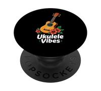 Ukulélé Vibes Hibiscus Cartoon Uke Art PopSockets PopGrip Adhésif
