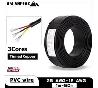 UL2464-3Cores 28-16AWG 1-50m PVC veste fil doux Audio haut-parleur câble électrique 3 fils interface série 12V cordon d'alimentation de charge UL2464-3C
