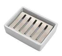 Ulable Porte-Savon en Céramique en Acier Inoxydable SUS304 pour Salle de Bain, Double Couche, Porte-Savon Auto-drainant, Dites Non au Savon Moelleux, Nettoyage Facile (Blanc)