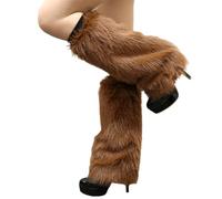 ulafbwur 1 paire de jambières en peluche pour femme, imitation fourrure de renard, couleur unie, couvre-bottes en fourrure élastique, longueur genou, chaussettes longues, accessoires de mode