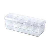 ulafbwur Bac à condiments réfrigéré avec 5 récipients, boîte à glace transparente pour réfrigérateur avec couvercle, boîte à glace de qualité alimentaire avec format divisé, plateau de service avec