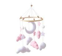 ulafbwur Bébé nuage mobile pour berceau à la main le feutre mignon décor de crèche boho étoiles lune et nuages suspendus suspendu, mobiles berceau, cadeau garçons Rose