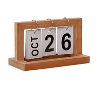 ulafbwur Calendrier de Bureau avec Anneau de Fer, Ornement de Calendrier en Bois, Calendrier perpétuel en Bois avec Anneau de Fer en métal, décor de Bureau résistant à la Rouille Couleur en Bois