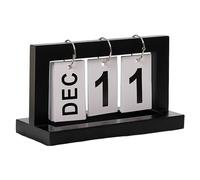 ulafbwur Calendrier de Bureau avec Anneau de Fer, Ornement de Calendrier en Bois, Calendrier perpétuel en Bois avec Anneau de Fer en métal, décor de Bureau résistant à la Rouille Noir