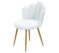 ulafbwur Chaise de Vanité, Chaise à Dos en Forme de pétale rembourré et Pieds métalliques Solides, sans roulettes, Fauteuil Coquillage Adulte pour Chambre de Fille, Salon (Blanc)