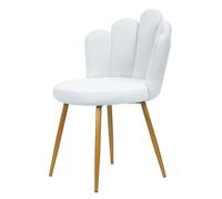 ulafbwur Chaise de vanité de Maquillage, élégant Petal Shape Back Support, Chaise de Chaise de vanité en Tissu Chaise de tâche d'ordinateur avec des Jambes dorées pour Chambre à Coucher Blanc