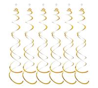 ulafbwur Décorations de Tourbillon à Double Queue dorée, décor de fête sûr pour Enfants, 6 pièces, banderoles à Pendentif en Spirale suspendues au Plafond en Plastique Doré
