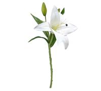 ulafbwur Fausse Fleur en Soie, Fleurs artificielles réalistes, Branche de lys avec Tige, Feuilles Vertes, Maison, fête de Mariage, Fausse Composition Florale, Jardin intérieur et extérieur Blanc