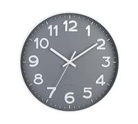 ulafbwur Horloge murale moderne pour salle de bain, 30,5 cm, fonctionne à piles, silencieuse, sans tic-tac, à quartz pour chambre à coucher, cuisine, bureau, art gris