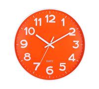 ulafbwur Horloge murale moderne pour salle de bain, 30,5 cm, fonctionne avec piles, silencieuse, sans tic-tac, pour chambre à coucher, cuisine, bureau, art art orange