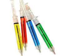 ulafbwur Lot de 4 stylos à bille en forme de seringue pour médecin, infirmière, liquide
