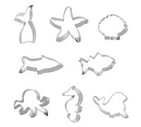 ulafbwur Lot de 8 emporte-pièces en forme de queue de sirène, étoile de mer, coquillage, en forme d'animal de l'océan, anti-rouille, facile à nettoyer, biscuits sur le thème de la mer
