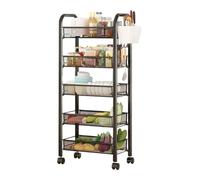 ulafbwur Panier de Rangement pour Fruits et légumes, étagères empilables à 5 Niveaux Panier comptoir Cuisine,Garde-Manger,étagère Fine, resserre à légumes,desserte à roulettes